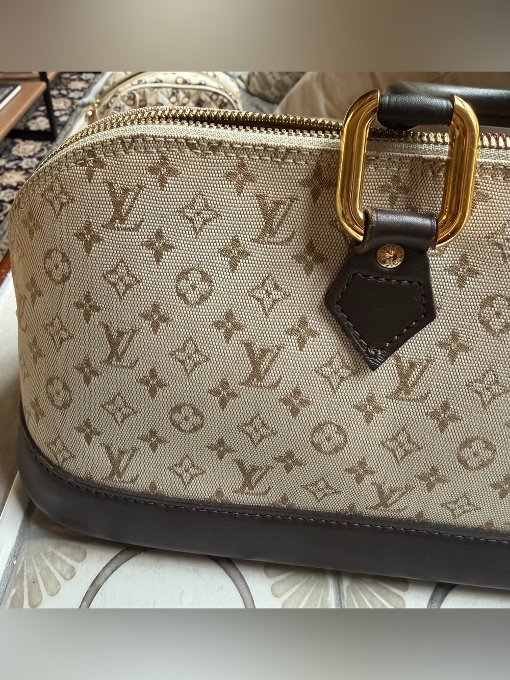 Louis Vuitton Beige Monogram Canvas and Brown Leather Satchel - Picture 3 of 16